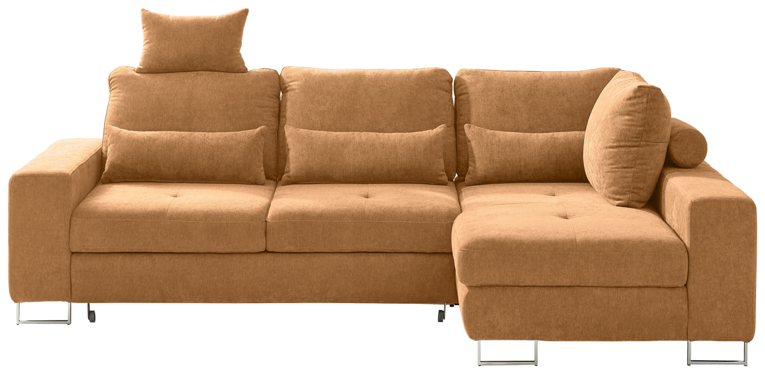 ECKSOFA Orange Flachgewebe  - Orange, Design, Textil/Metall (260/188cm) - Hom`in