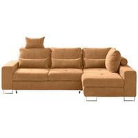 SEDEŽNA GARNITURA, gladka tkanina oranžna  - oranžna, Design, kovina/tekstil (260/188cm) - Hom`in