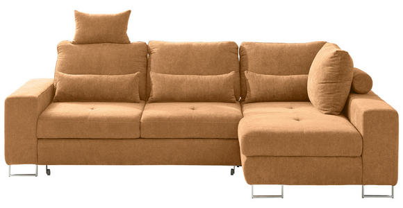 ECKSOFA in Flachgewebe Orange  - Orange, Design, Textil/Metall (260/188cm) - Hom`in