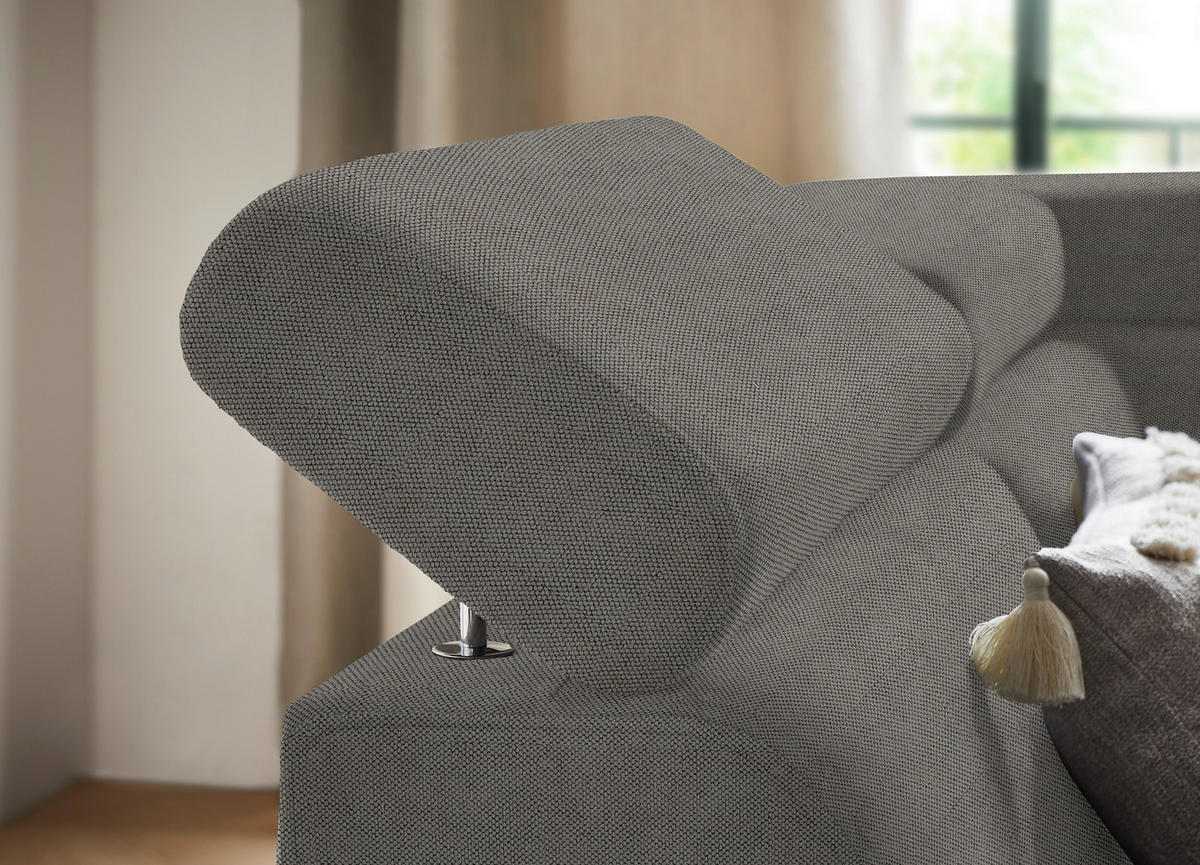 ECKSOFA in Webstoff Grau  - Schwarz/Grau, Design, Textil/Metall (203/260cm) - Stylife