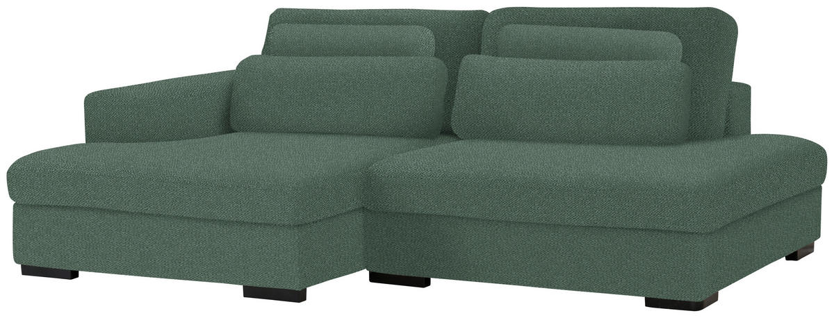 ECKSOFA in Chenille Grün  - Schwarz/Grün, Design, Kunststoff/Textil (158/223cm) - Lomoco