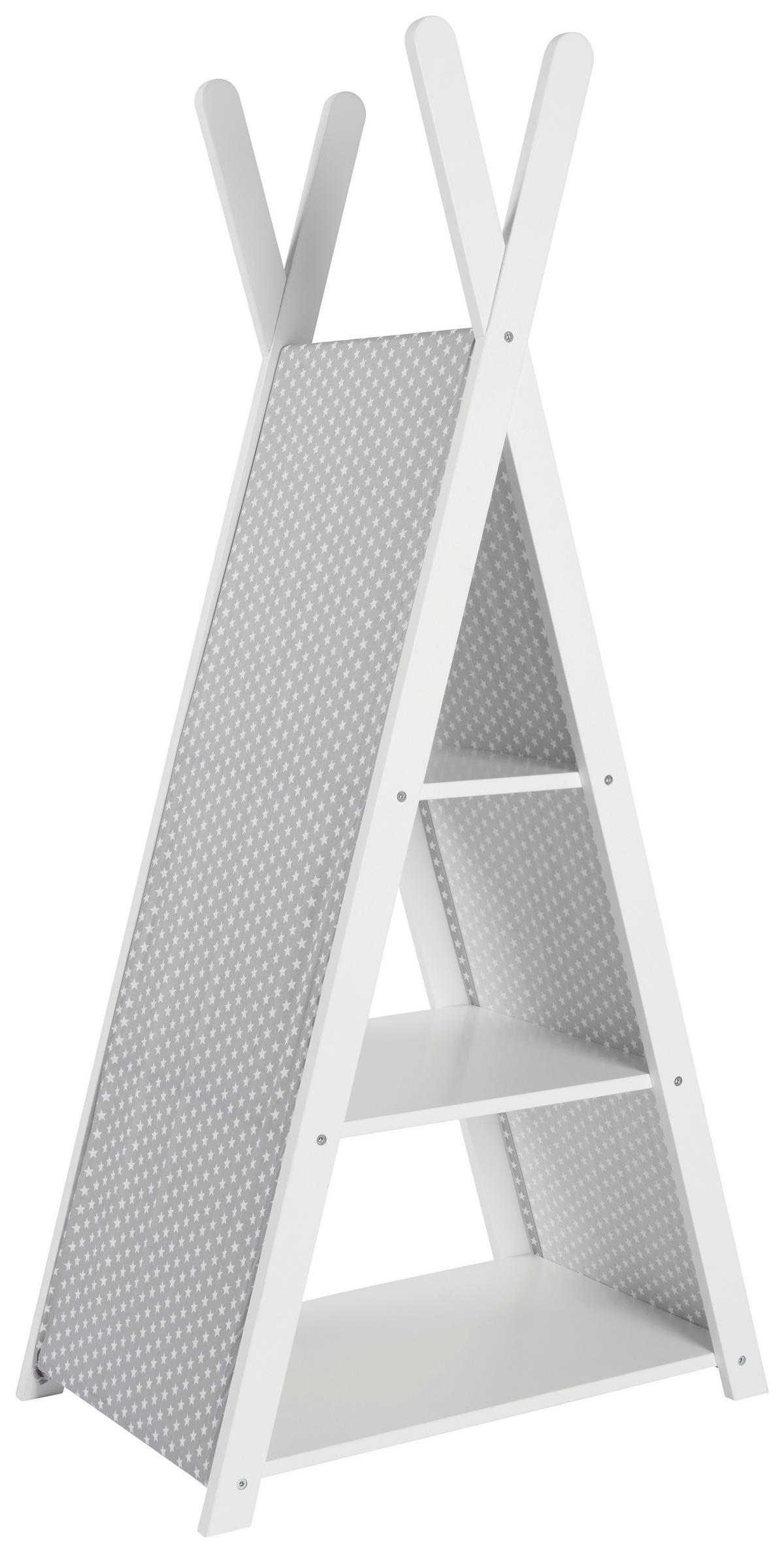 KINDERREGAL Tipi Grau, Weiß  - Weiß/Grau, Basics, Holzwerkstoff/Textil (65/43,7/135cm) - My Baby Lou