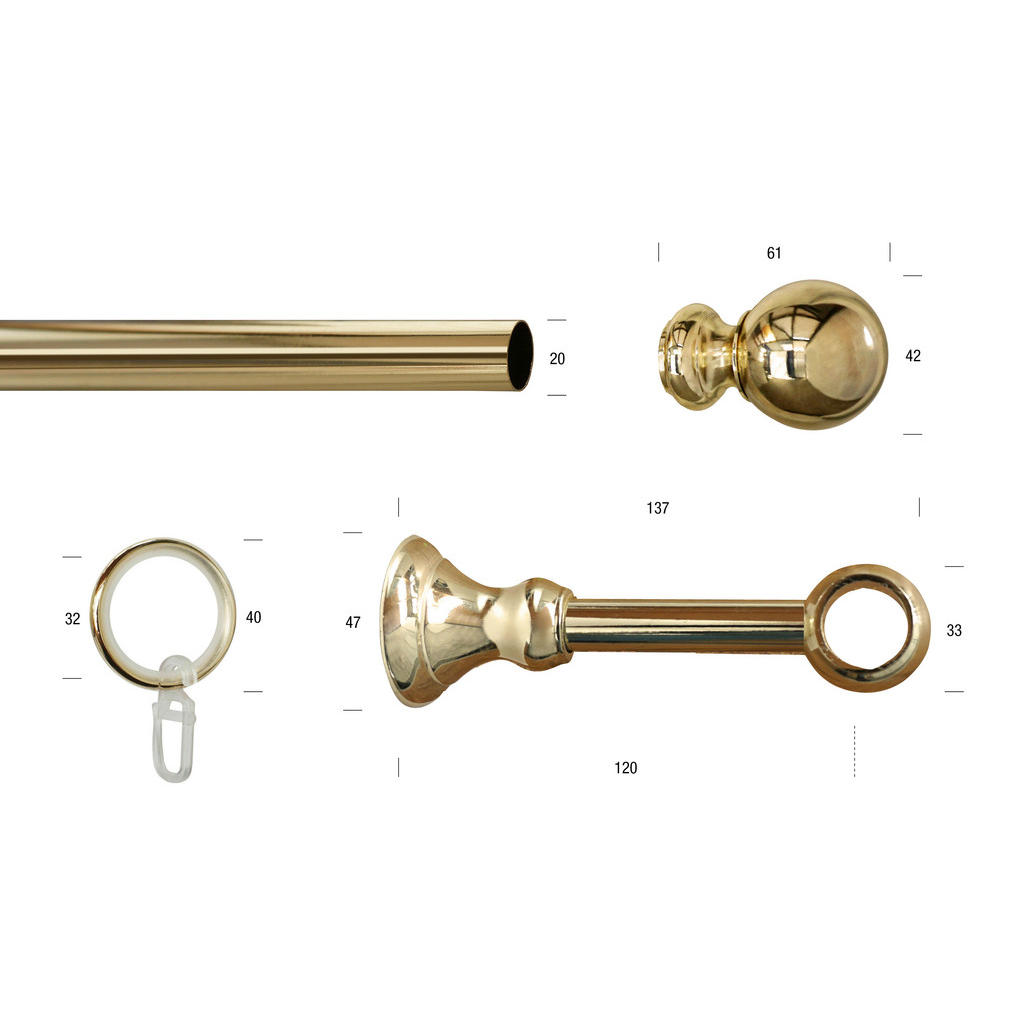 Thumbnail - Vorhangstange, Gold, Metall, 150 cm, Wohntextilien, Gardinen & Vorhänge, Gardinen-Stangen