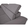 ECKSOFA inkl. Funktionen in Cord Dunkelgrau  - Dunkelgrau/Silberfarben, Design, Textil/Metall (167/250cm) - Xora