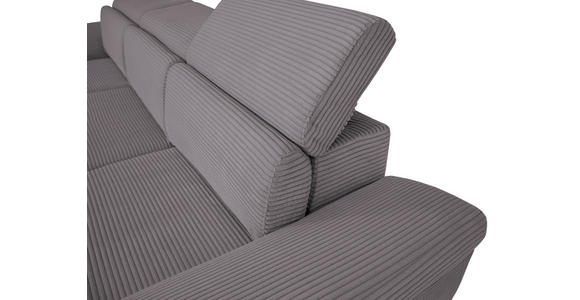 ECKSOFA inkl. Funktionen in Cord Dunkelgrau  - Dunkelgrau/Silberfarben, Design, Textil/Metall (167/250cm) - Xora