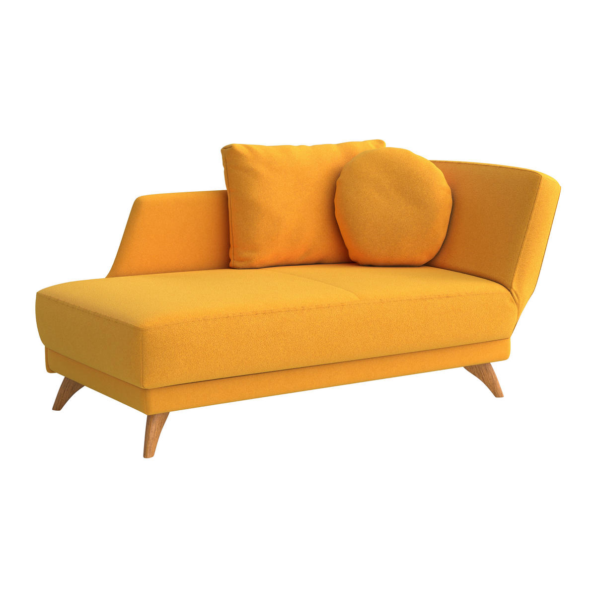 RÉCAMIERE in Flachgewebe Currygelb  - Currygelb/Eichefarben, Modern, Holz/Textil (205/74-87/94cm) - Bali