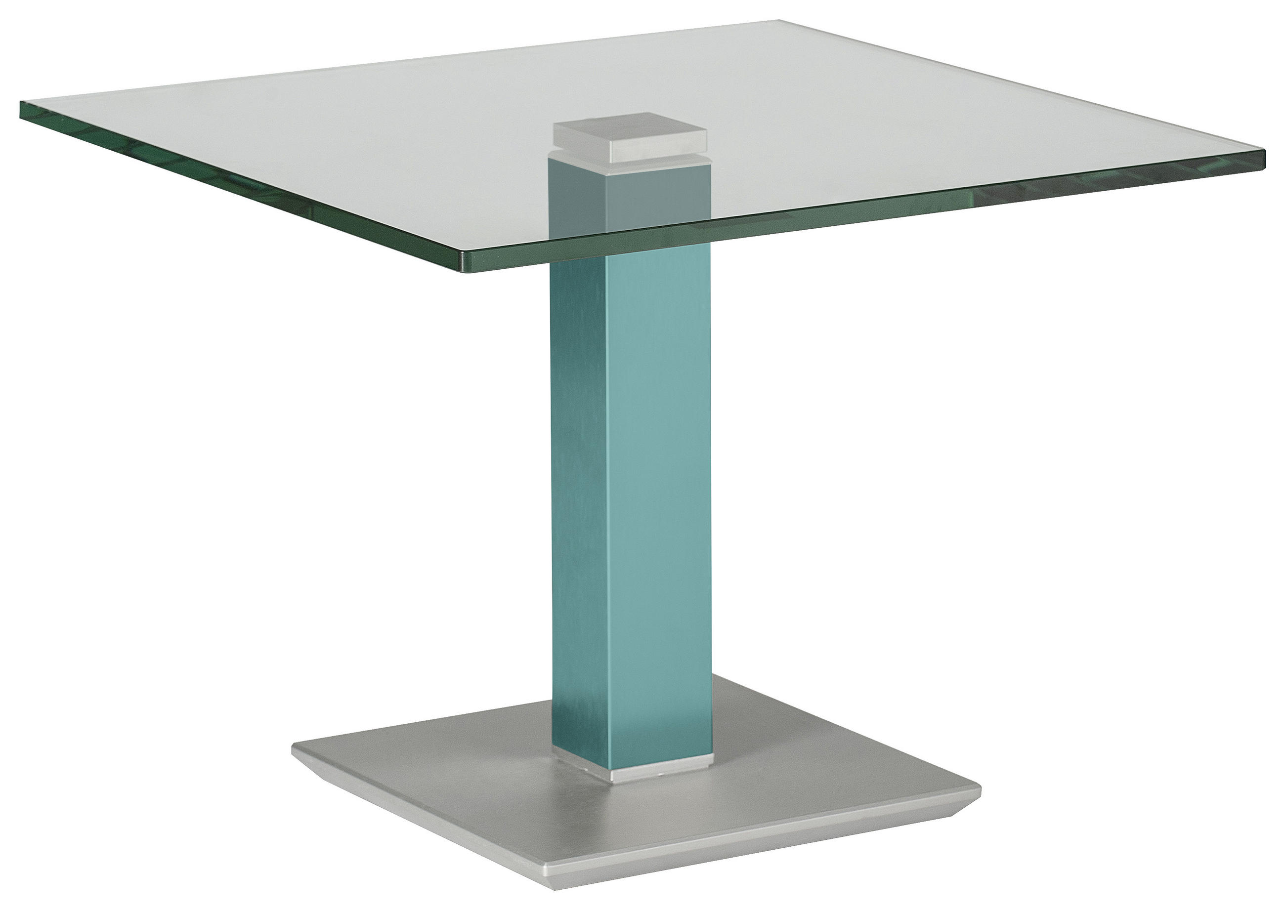 BEISTELLTISCH in Metall, Glas 60/60/46-65 cm  - Türkis/Edelstahlfarben, Design, Glas/Kunststoff (60/60/46-65cm)
