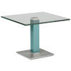 BEISTELLTISCH 60/60/46-65 cm Türkis, Edelstahlfarben quadratisch  - Türkis/Edelstahlfarben, Design, Glas/Kunststoff (60/60/46-65cm)