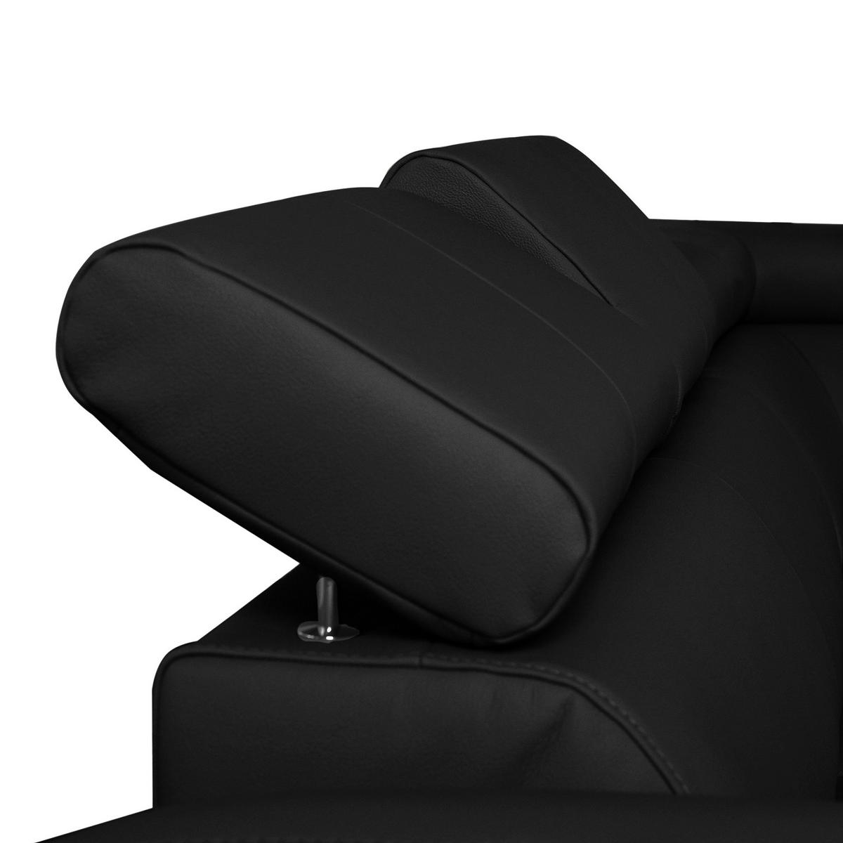 ECKSOFA Schwarz Echtleder Lederlook  - Chromfarben/Schwarz, Design, Leder/Textil (245/208cm) - Livetastic