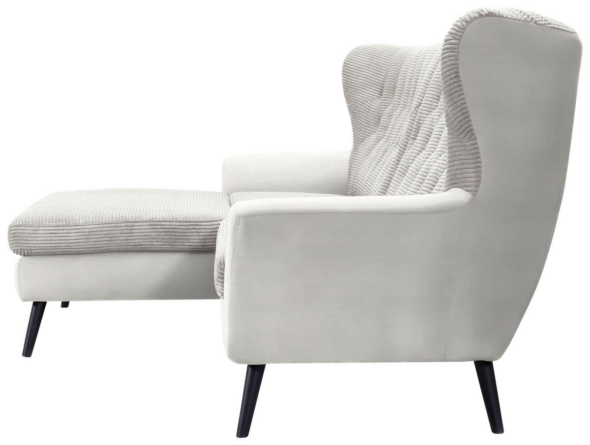 ECKSOFA Creme Cord  - Creme/Schwarz, Design, Holz/Textil (165/237cm) - Stylife