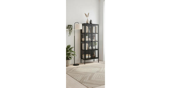 VITRINE  in Schwarz  - Schwarz, Design, Glas/Metall (80/180/35cm) - Xora
