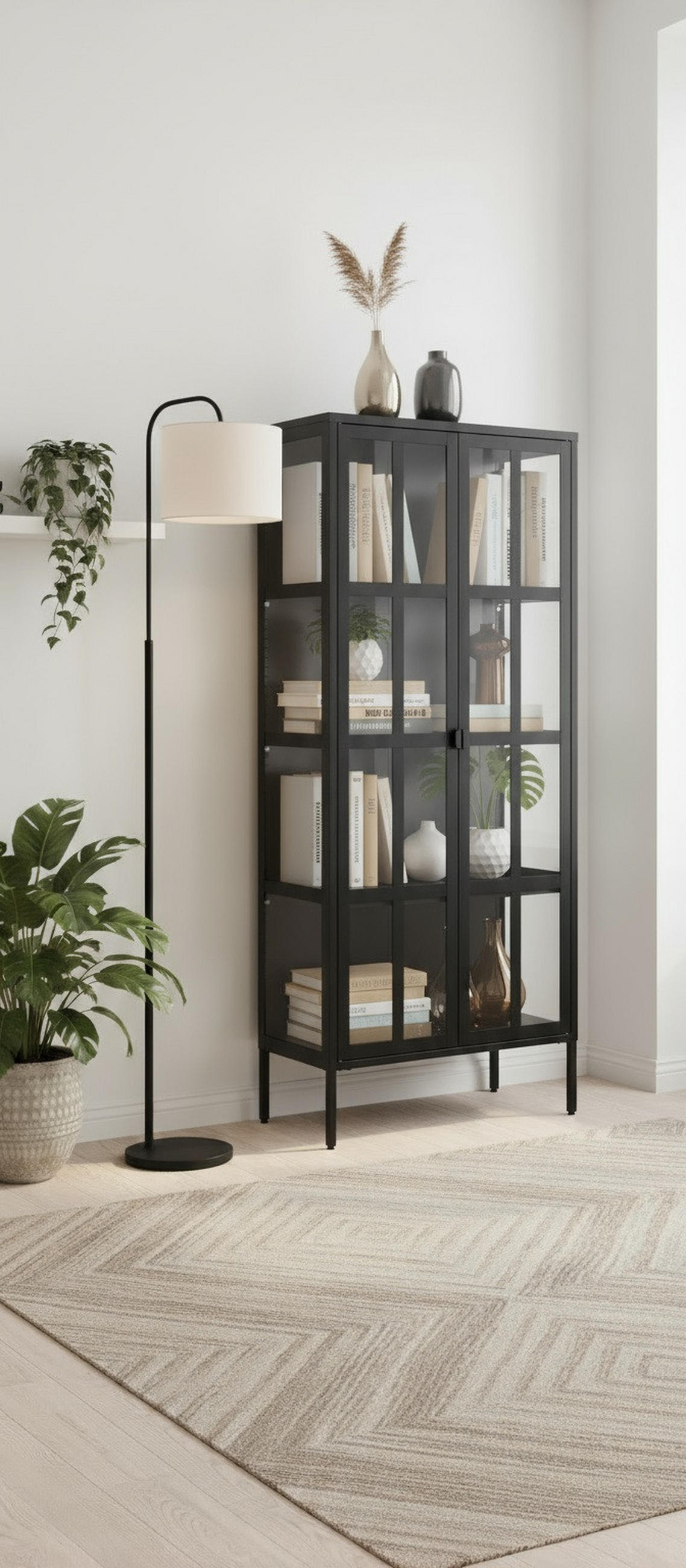 VITRINE  in Schwarz  - Schwarz, Design, Glas/Metall (80/180/35cm) - Xora