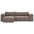 ECKSOFA Braun Cord  - Schwarz/Braun, MODERN, Kunststoff/Textil (150/245cm) - Carryhome