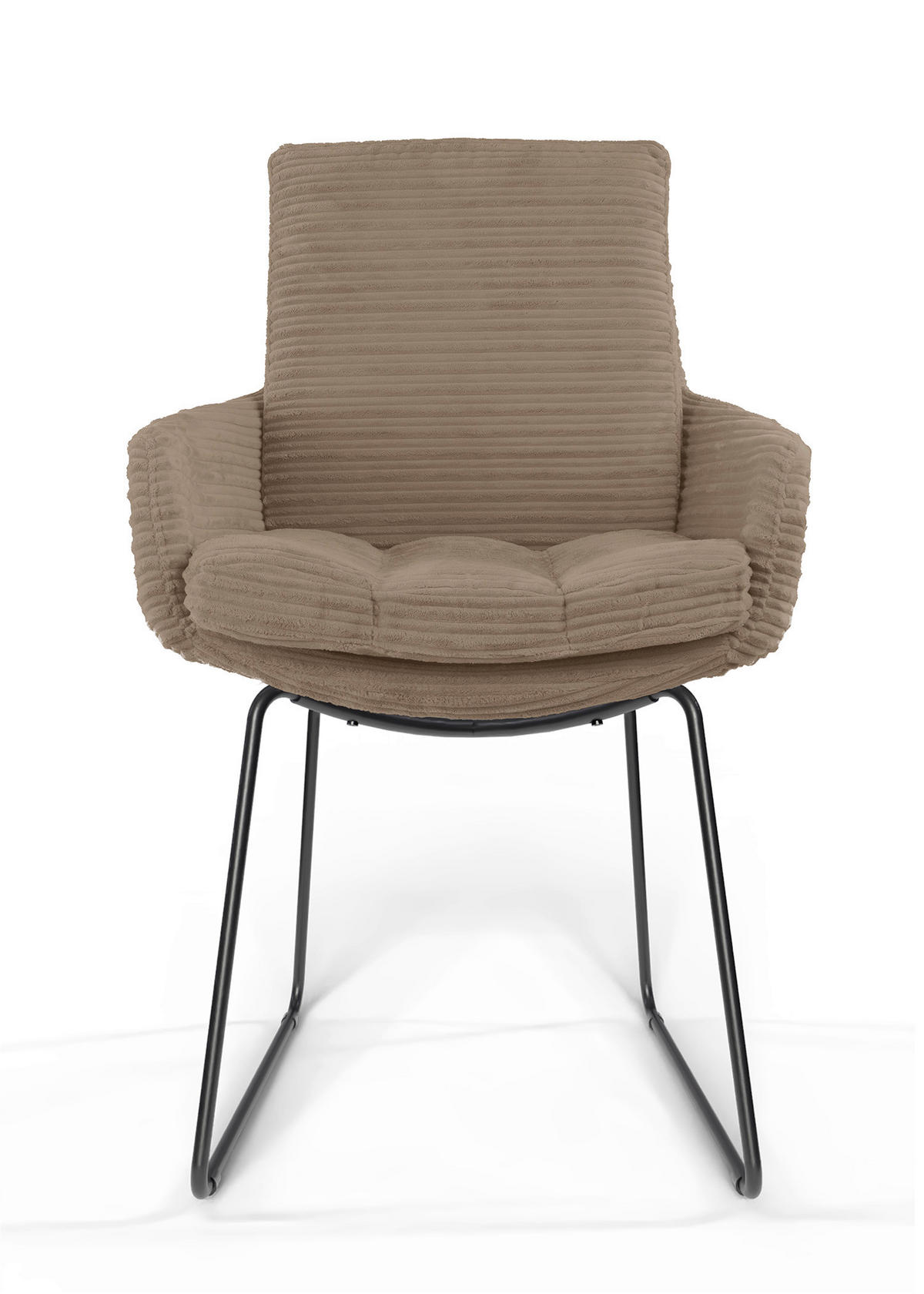ARMLEHNSTUHL  Beinauswahl, ergonomische Rückenlehne, Stoff-/Lederauswahl gerippt  Hellbraun  - Hellbraun/Schwarz, Design, Textil/Metall (60/91/62cm) - Valdera