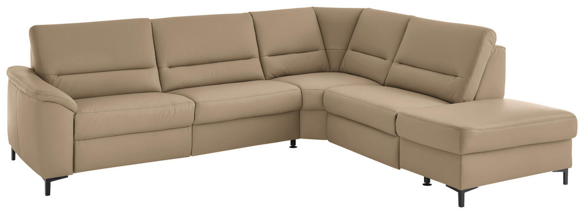 ECKSOFA  in Echtleder Cappuccino  290/249 cm  - Schwarz/Cappuccino, KONVENTIONELL, Leder/Metall (290/249cm) - Beldomo Premium