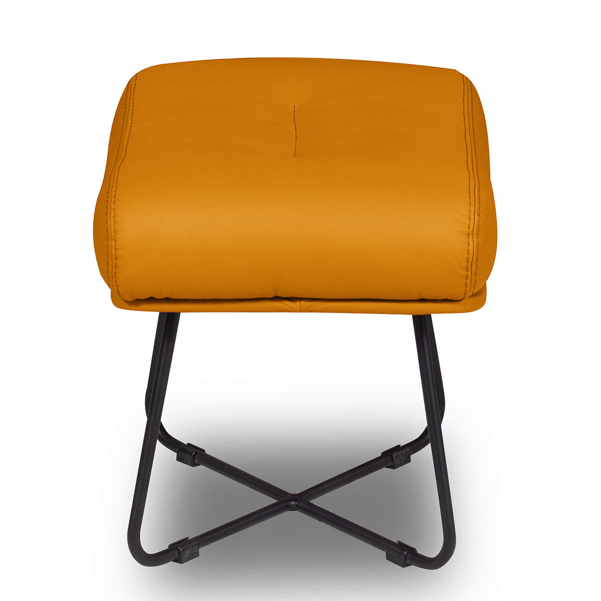 SESSELSET Echtleder Currygelb  - Currygelb/Schwarz, Design, Leder/Metall (67/87/74cm) - Livetastic