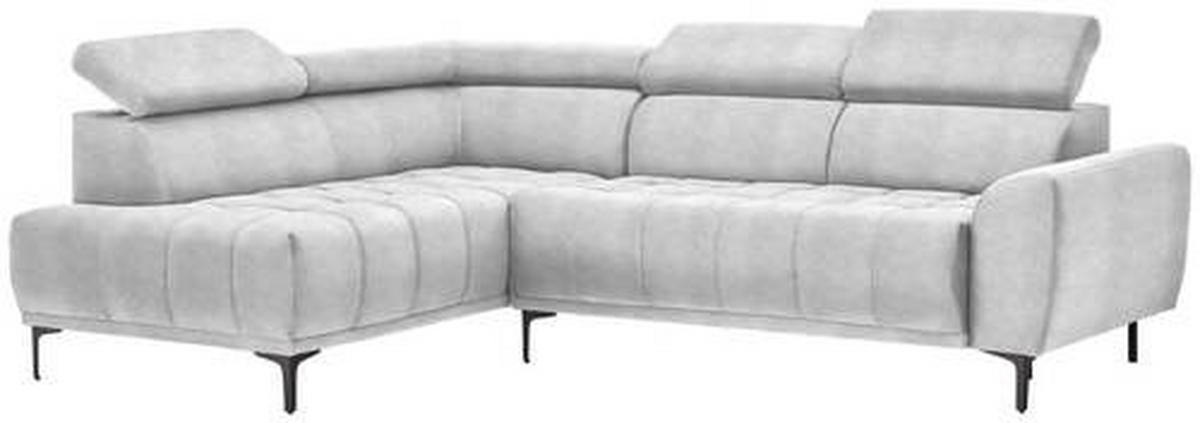 ECKSOFA in Velours Hellgrau  - Hellgrau/Schwarz, Design, Textil/Metall (191/261cm) - Stylife