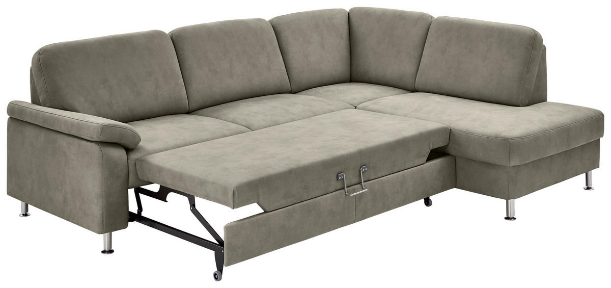 ECKSOFA in Mikrofaser Grau  - Grau, Design, Textil/Metall (266/202cm) - Beldomo System