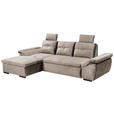 ECKSOFA in Mikrovelours Creme  - Creme/Schwarz, KONVENTIONELL, Kunststoff/Textil (170/275cm) - Carryhome