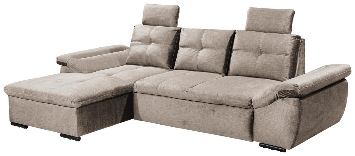 ECKSOFA in Mikrovelours Creme  - Creme/Schwarz, Konventionell, Kunststoff/Textil (170/275cm) - Carryhome