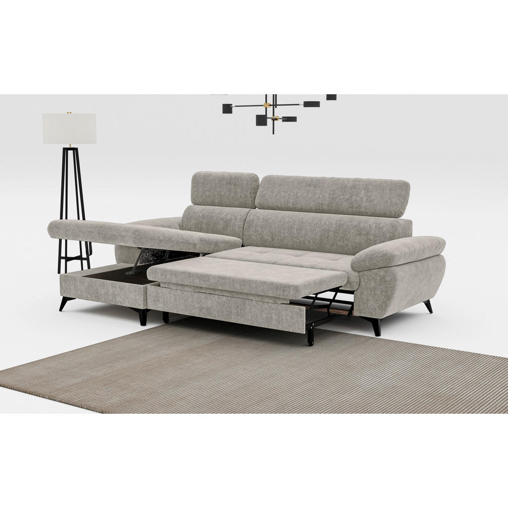 Thumbnail - Mid.you Ecksofa, Schlamm, Textil, 3-Sitzer, Ottomane links, L-Form, 261x166 cm, Stoffauswahl, Rücken echt, Wohnzimmer, S...