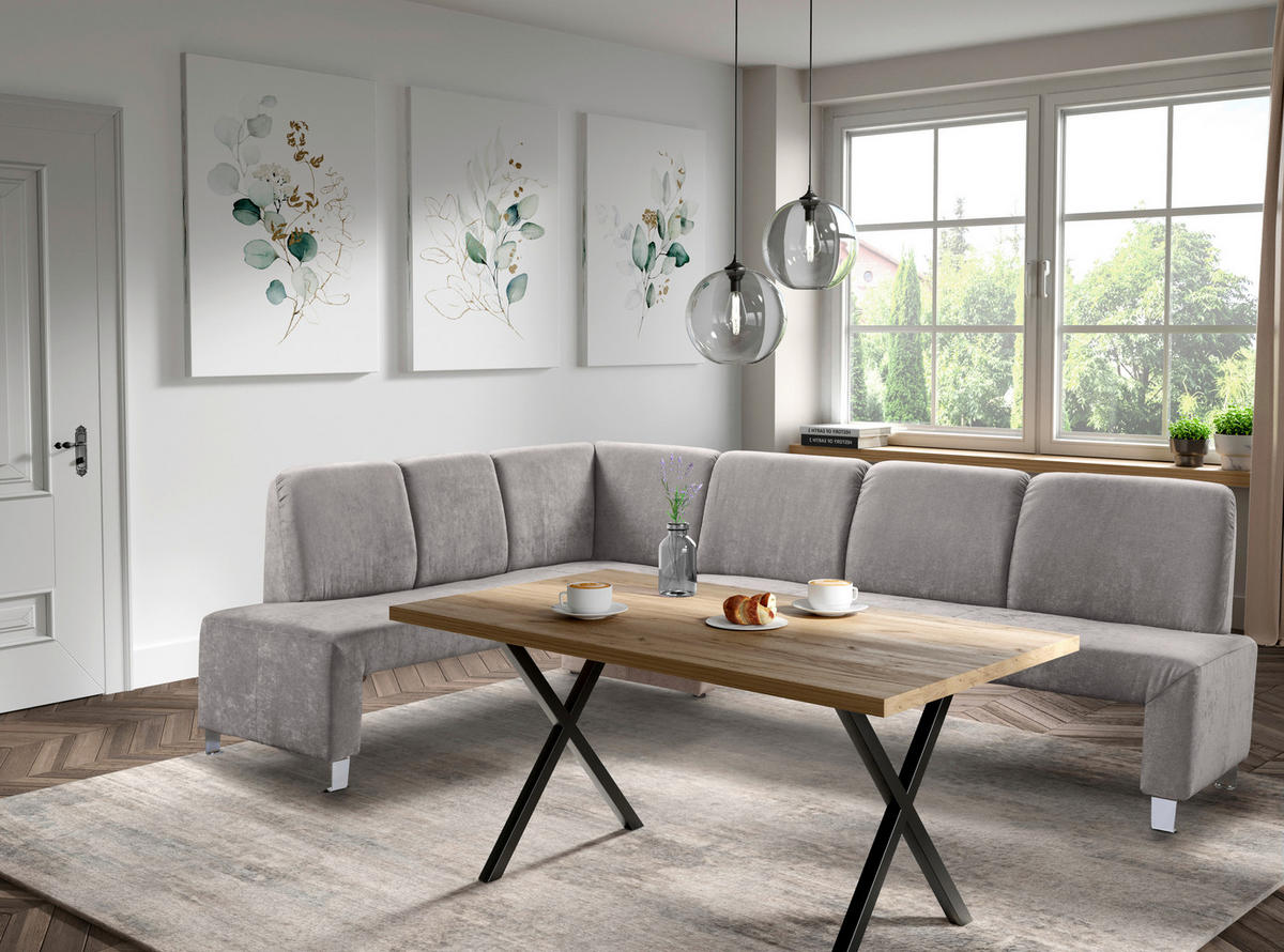 KLUPA KUTNA  svijetlo smeđa, cappuccino  drvo, tekstil, drvni materijal      - srebrne boje/svijetlo smeđa, Moderno, drvni materijal/drvo (263/198cm) - Livetastic