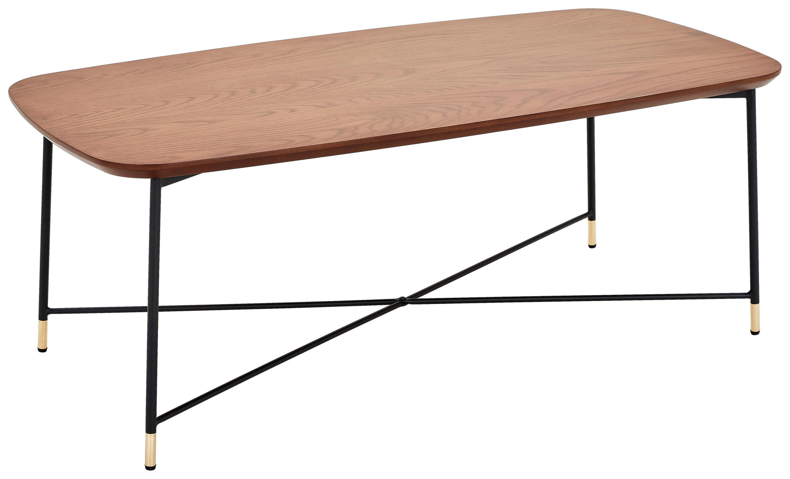 COUCHTISCH Eiche furniert rechteckig Schwarz, Eichefarben, Goldfarben  - Eichefarben/Goldfarben, MODERN, Holz/Holzwerkstoff (120/45/60cm) - MID.YOU