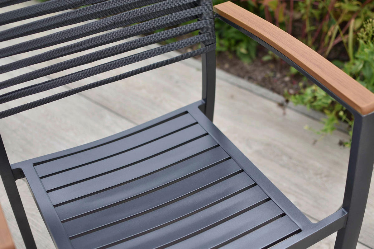 GARTENSTUHL-SET Aluminium Graphitfarben, Grau  - Graphitfarben/Grau, KONVENTIONELL, Kunststoff/Textil (61/53/83,5cm) - Gardenson