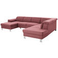 WOHNLANDSCHAFT in Webstoff Hellrot  - Hellrot/Silberfarben, Design, Textil/Metall (168/320/226cm) - Xora
