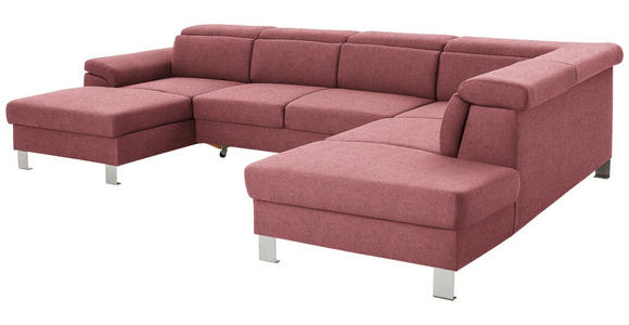 WOHNLANDSCHAFT in Webstoff Hellrot  - Hellrot/Silberfarben, Design, Textil/Metall (168/320/226cm) - Xora