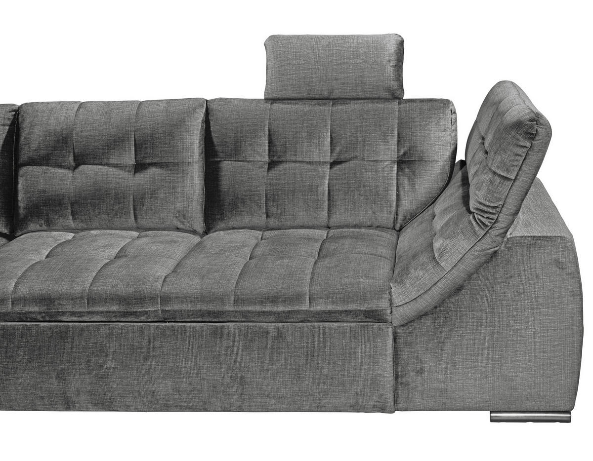 ECKSOFA in Mikrovelours Grau  - Schwarz/Grau, Konventionell, Kunststoff/Textil (217/283cm) - MID.YOU