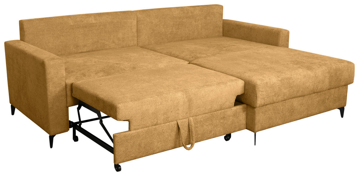 ECKSOFA Orange Struktur  - Schwarz/Orange, KONVENTIONELL, Textil/Metall (230/164cm) - Carryhome