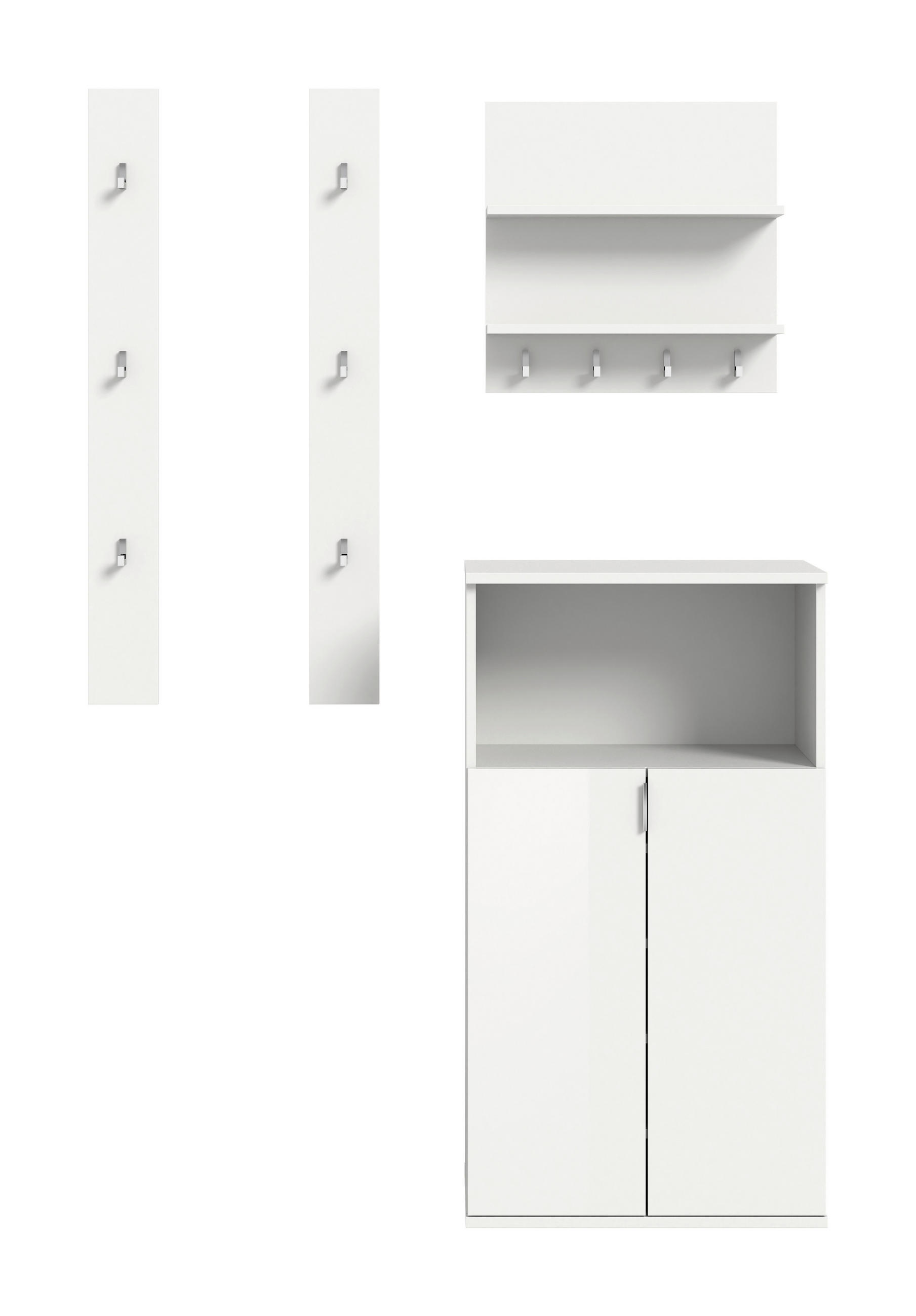 GARDEROBE 4-teilig  in 111/193/37 cm  - Weiß Hochglanz/Weiß, Design, Holzwerkstoff (111/193/37cm) - Livetastic