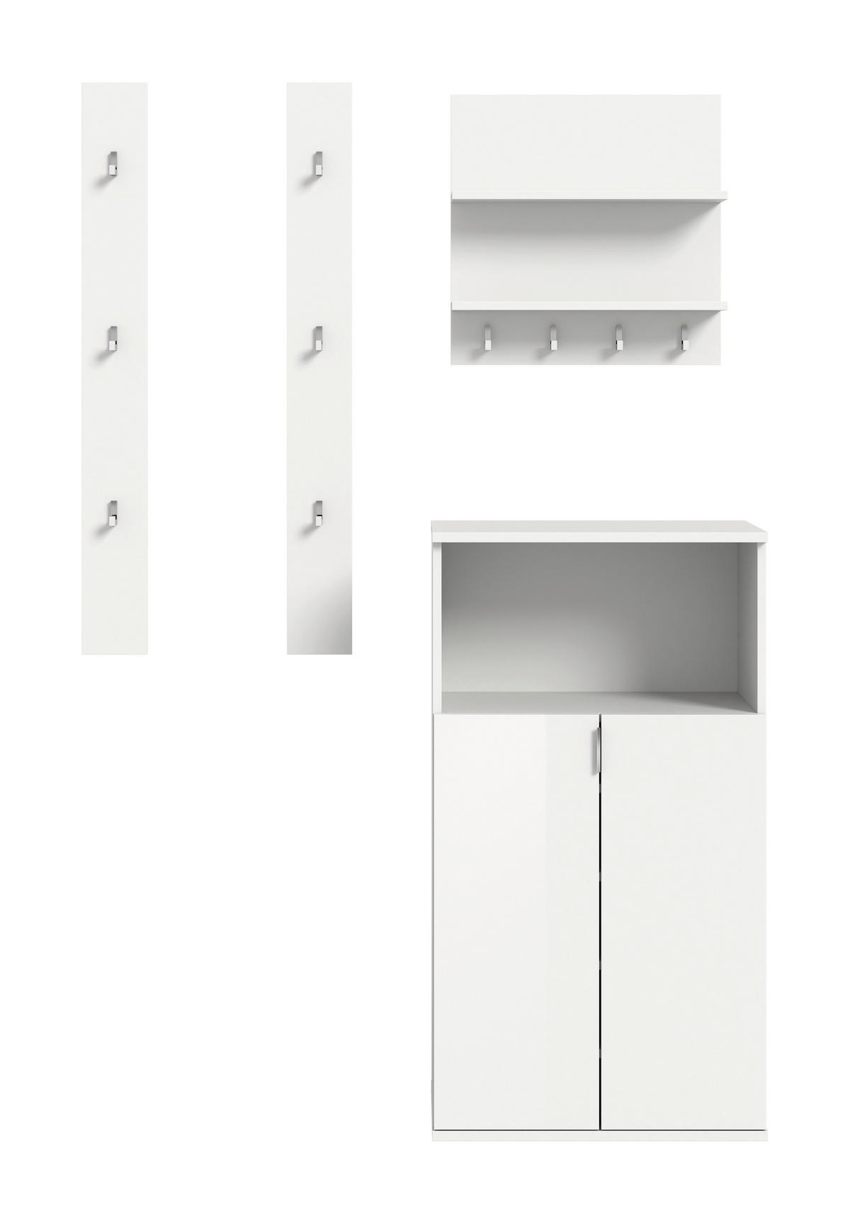 GARDEROBE 4-teilig  in 111/193/37 cm  - Weiß Hochglanz/Weiß, Design, Holzwerkstoff (111/193/37cm) - Livetastic