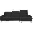 ECKSOFA in Webstoff Anthrazit  - Anthrazit/Schwarz, LIFESTYLE, Textil/Metall (310/180cm) - Valnatura