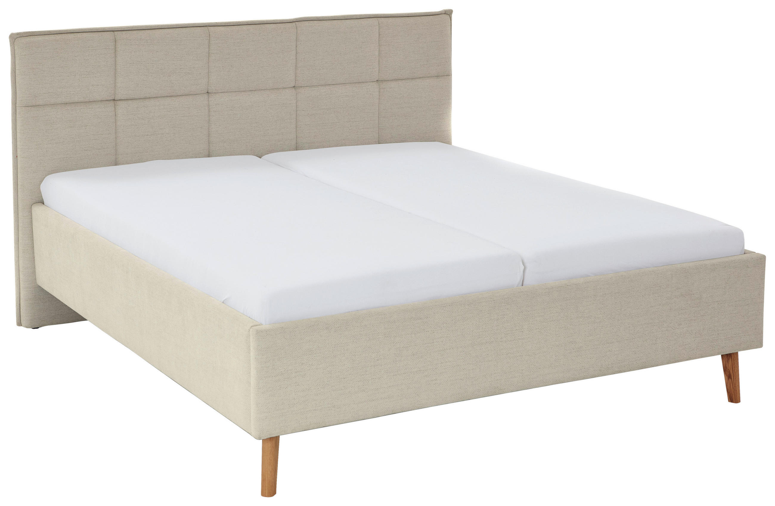POLSTERBETT 180/200 cm,  in Beige, Lattenrost, Bettkasten,  - Eichefarben/Birkefarben, Design, Holz/Textil (180/200cm) - Xora