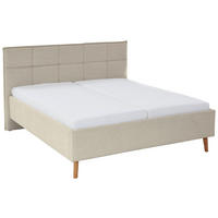 POLSTERBETT 180/200 cm,  in Beige, Lattenrost, Bettkasten,  - Eichefarben/Birkefarben, Design, Holz/Textil (180/200cm) - Xora