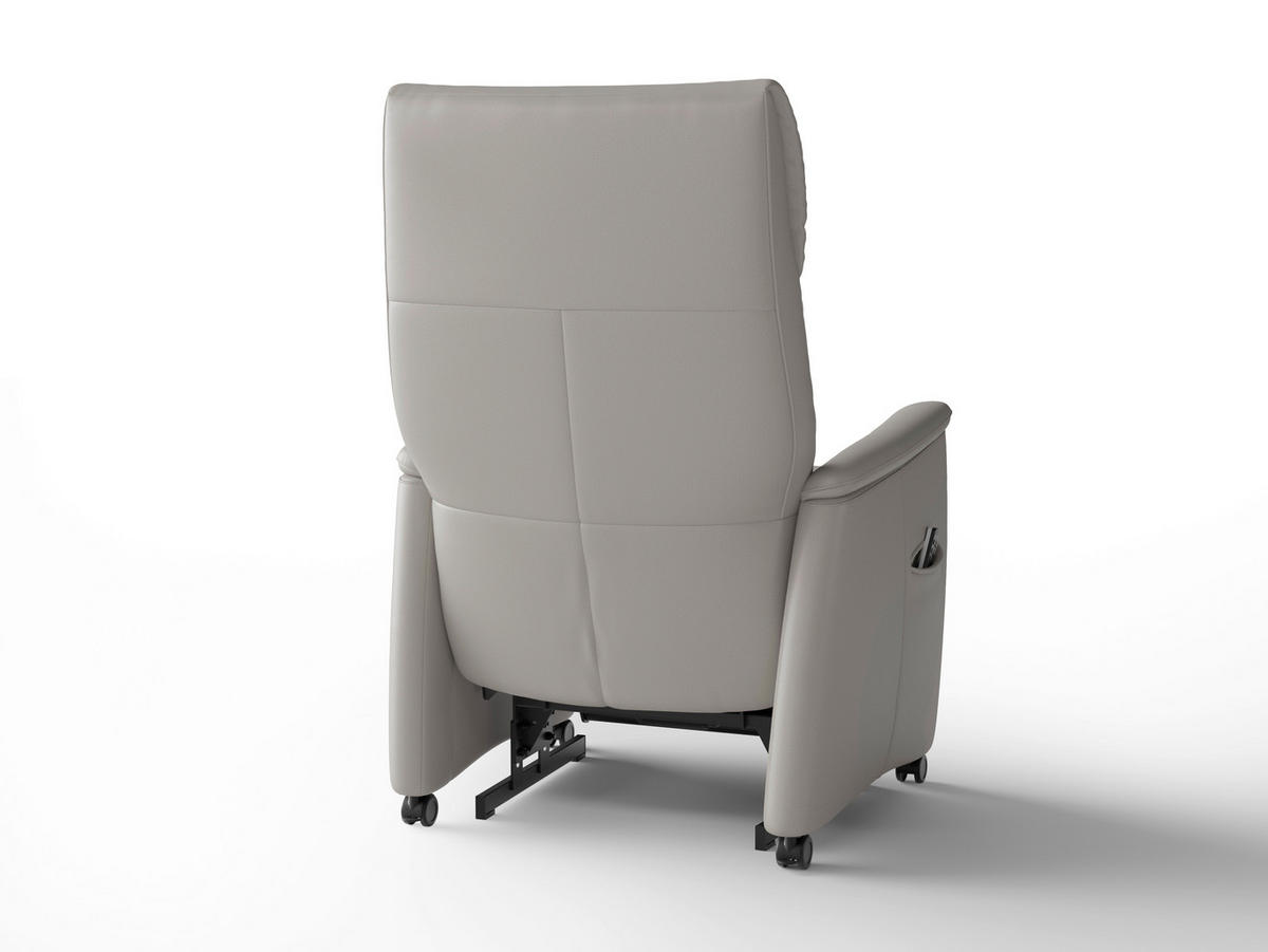 RELAXSESSEL TV CREMONA COMFORT E S1 Echtleder Kopfteilverstellung, Fußteilverstellung, Rücken echt    - Hellgrau/Schwarz, Basics, Leder/Kunststoff (76/110/84cm) - Sit & More