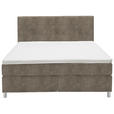 BOXSPRINGBETT 160/200 cm  in Taupe  - Taupe/Chromfarben, KONVENTIONELL, Kunststoff/Textil (160/200cm) - Voleo