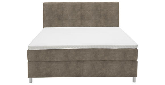 BOXSPRINGBETT 160/200 cm  in Taupe  - Taupe/Chromfarben, KONVENTIONELL, Kunststoff/Textil (160/200cm) - Voleo