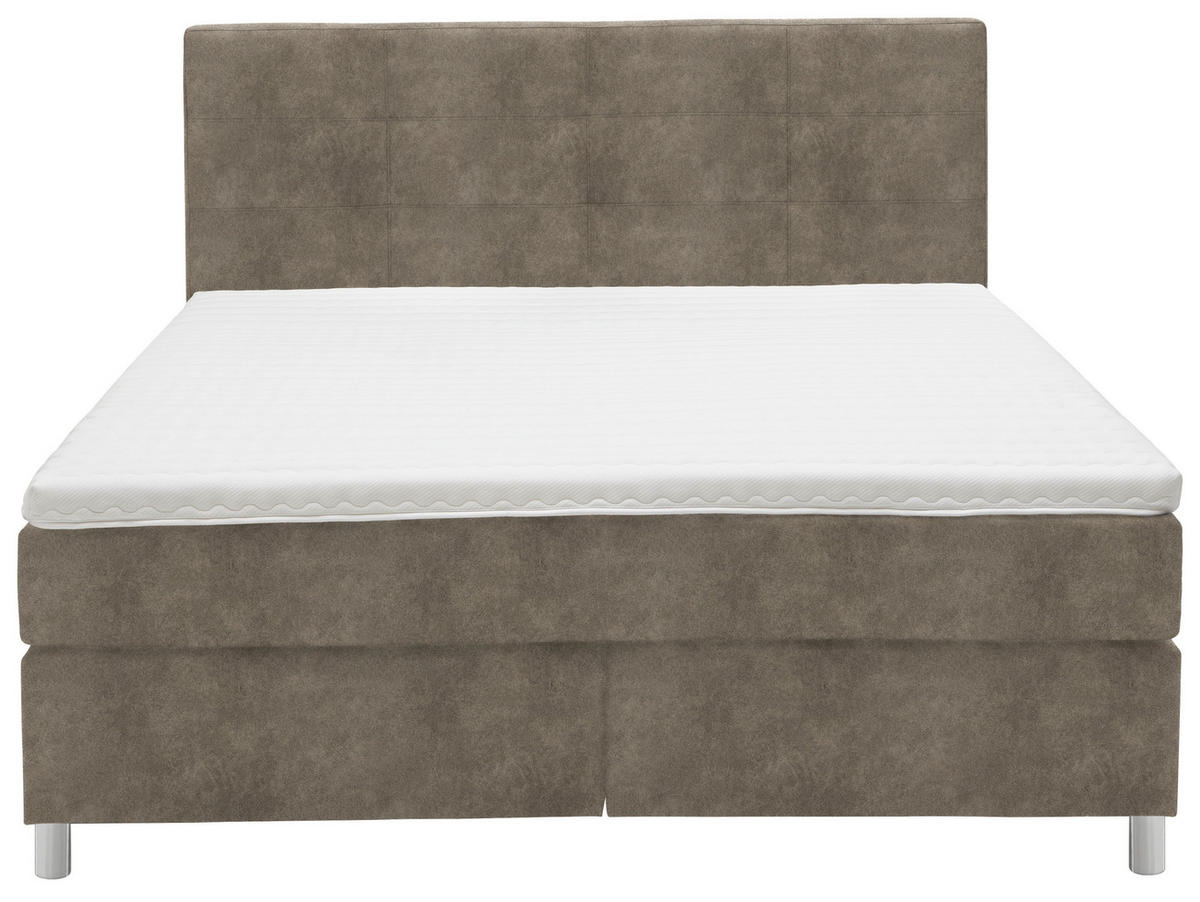 BOXSPRINGBETT 200/200 cm  in Taupe  - Taupe/Chromfarben, Konventionell, Kunststoff/Textil (200/200cm) - Voleo
