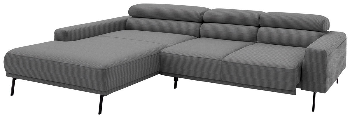 ECKSOFA Cord Dunkelgrau  - Dunkelgrau/Schwarz, Design, Textil/Metall (215-217/293cm) - Schöner Wohnen