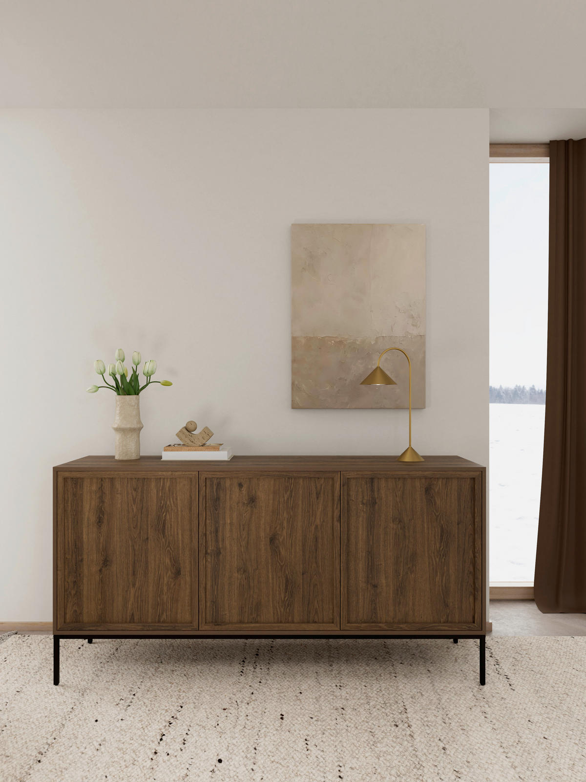 SKÄNK 158/80/40 cm  - brun/svart, Design, metall/trämaterial (158/80/40cm) - MID.YOU