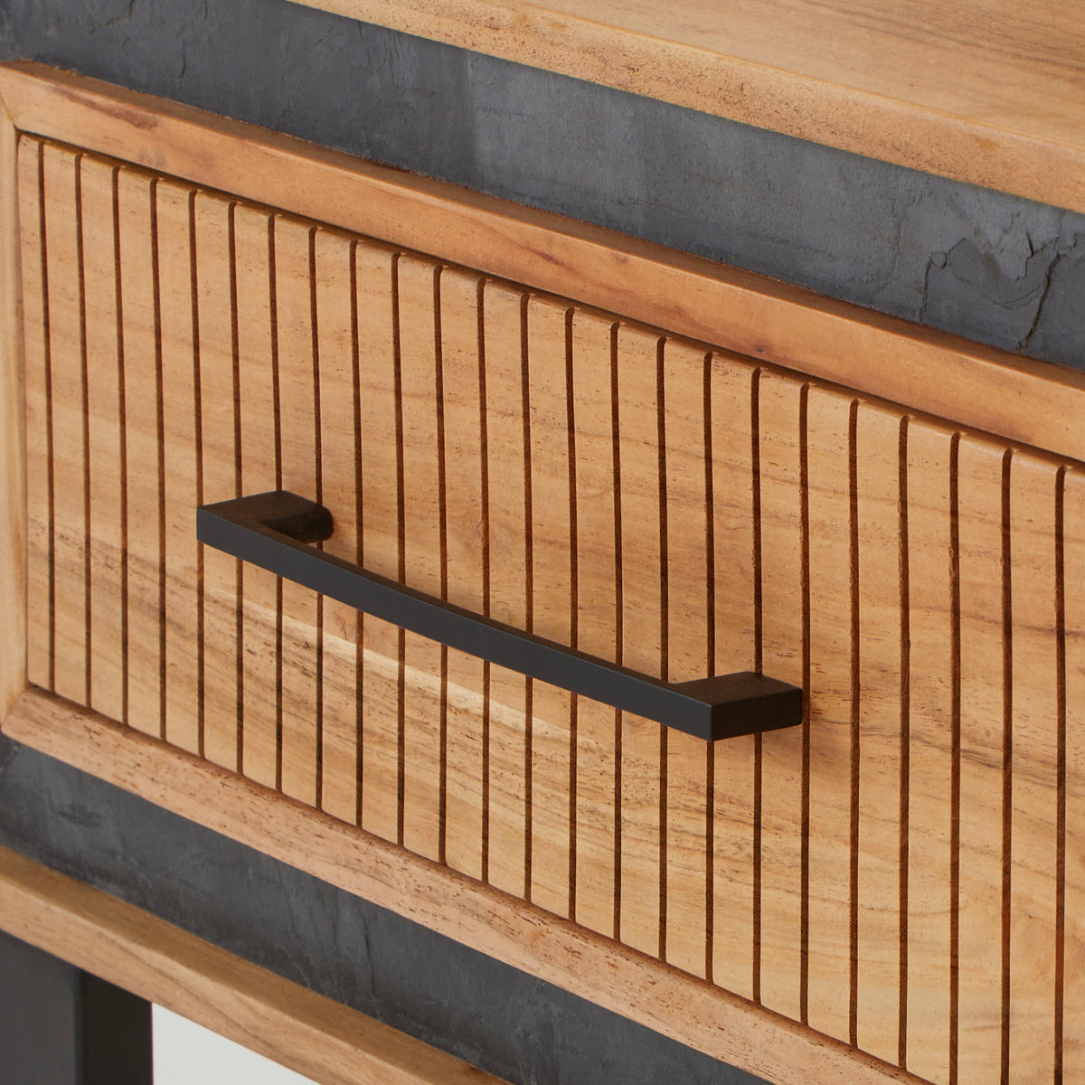 LOWBOARD  in 160/50/40 cm  - Schwarz/Akaziefarben, LIFESTYLE, Holz/Stein (160/50/40cm) - MID.YOU