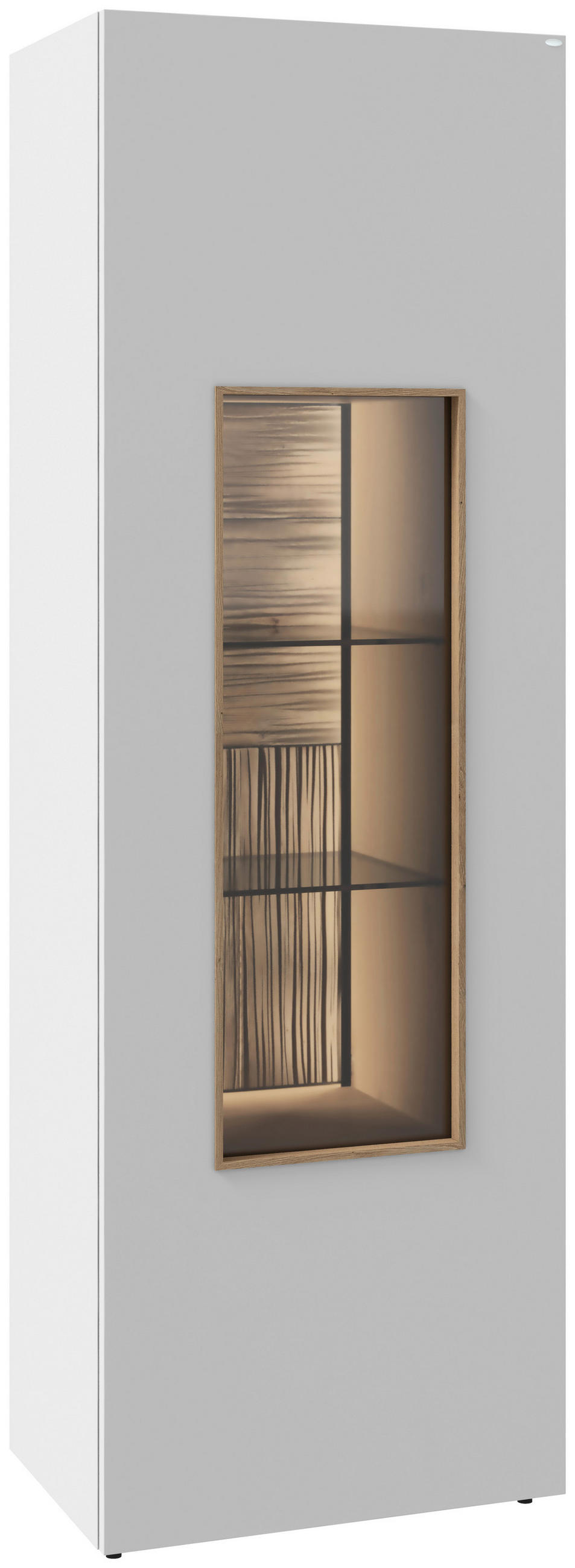 VITRINE Weiss, Wildeiche  64/194/43 cm  - Wildeiche/Weiss, Design, Glas/Holz (64/194/43cm) - Voglauer