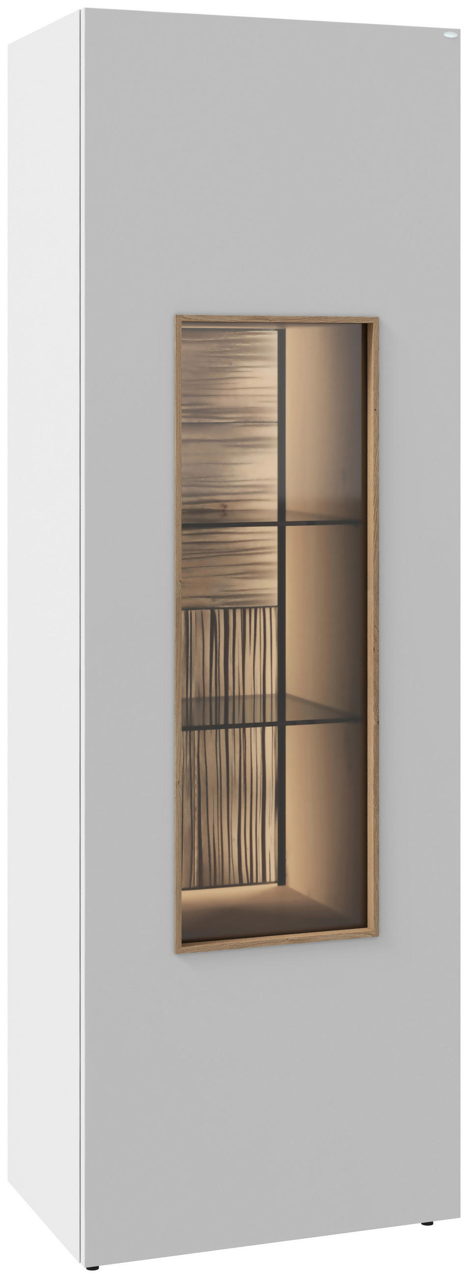 VITRINE Weiss, Wildeiche  64/194/43 cm  - Wildeiche/Weiss, Design, Glas/Holz (64/194/43cm) - Voglauer