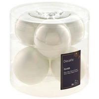 CHRISTBAUMKUGEL-SET 8 cm 6-teilig  - Weiß, KONVENTIONELL, Glas (8cm)