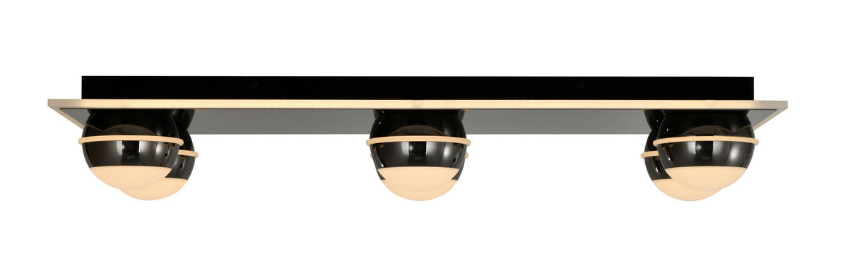 LED-DECKENLEUCHTE Biarritz 74/32/12,5 cm  - Schwarzchrom, Design, Kunststoff/Metall (74/32/12,5cm)