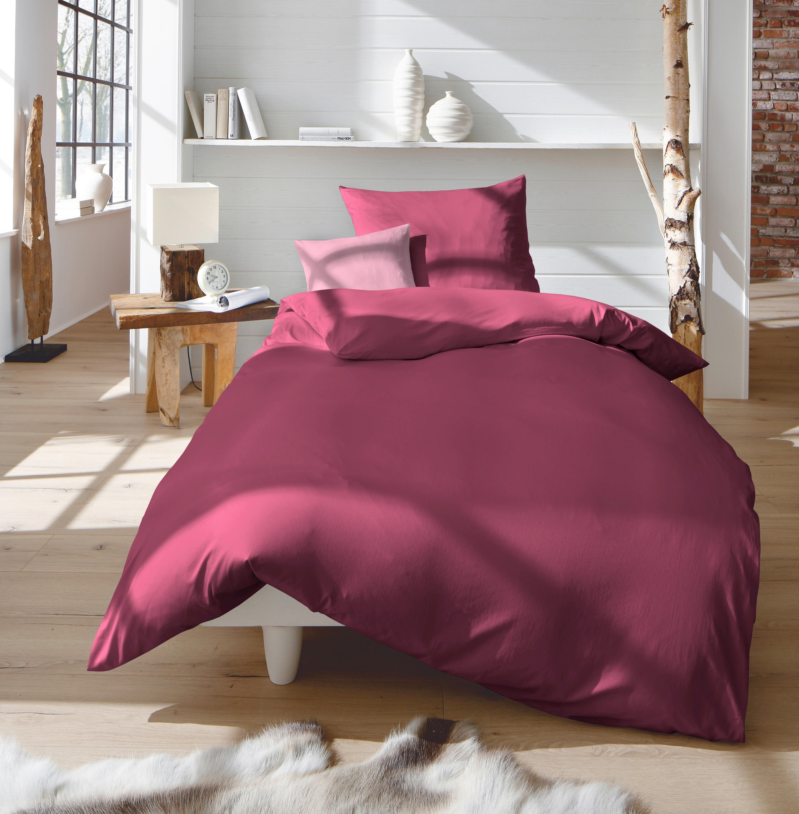 Zusagende FLEURESSE Satin-Bett Satin 155/200 cm  - Beere, Basics, Textil (155/200cm) - Fleuresse