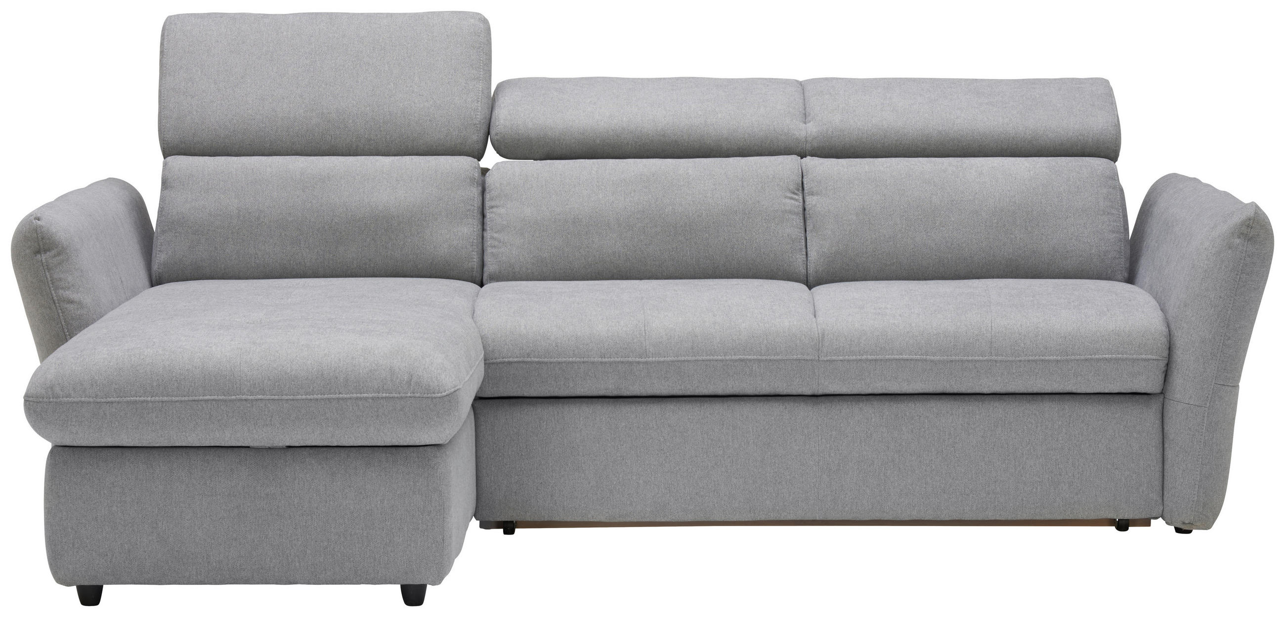 ECKSOFA Hellgrau Mikrofaser Rücken echt, Kopfteilverstellung  - Hellgrau/Schwarz, Design, Kunststoff/Textil (172/240cm) - Stylife